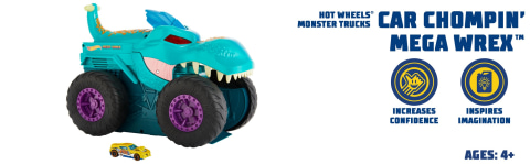 Hot Wheels Monster Trucks Car Chompin' Mega Wrex Vehicle, for Ages