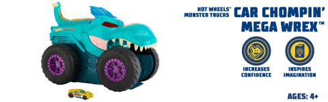 Hot Wheels Monster Trucks Carro Chompin' Mega Wrex Gigante Veículo  Caminhões com 1:64 Escala Die