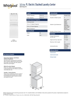 Whirlpool® 3.5 Cu. Ft. Washer, 5.9 Cu. Ft. Dryer White Electric Stacked  Laundry, East Coast Appliance