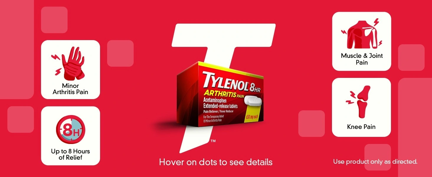 Tylenol* Arthritis Pain Acetaminophen Caplets - 100's, image size:1464x600