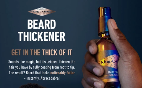 Beard thickener get in the thick of it it's science thicken the hair you have by fully coating from root to tip beard looks noticeably fuller instantly