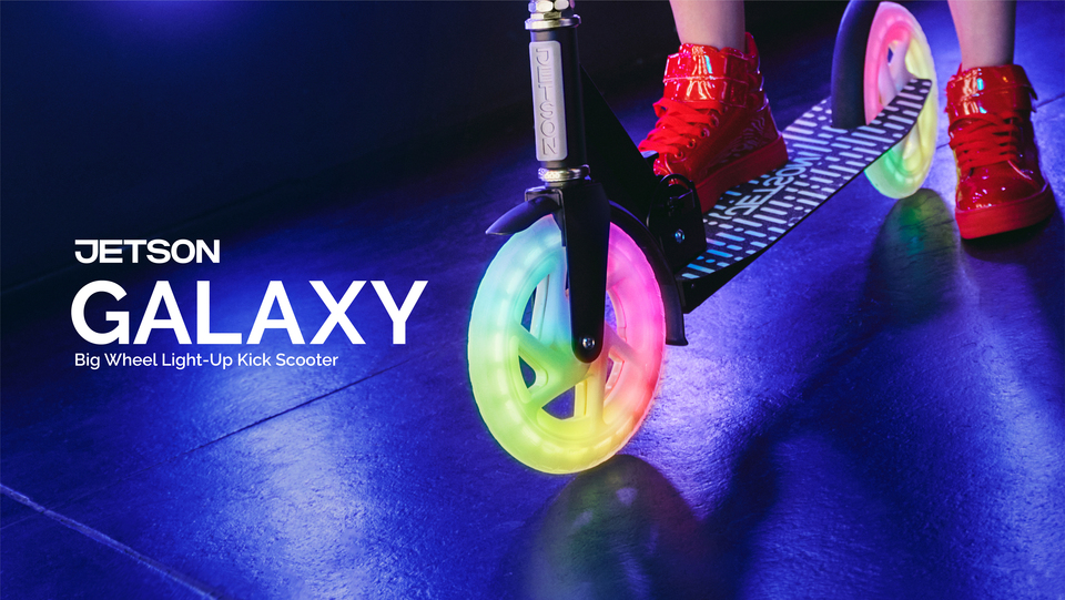 thumbnail video image 3 of Jetson Galaxy Big-Wheel Light-Up Kick Scooter, Black, 3 of 9