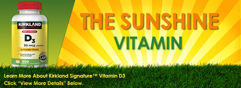 Kirkland Signature Vitamin D3 2000 IU. THE SUNSHINE VITAMIN.