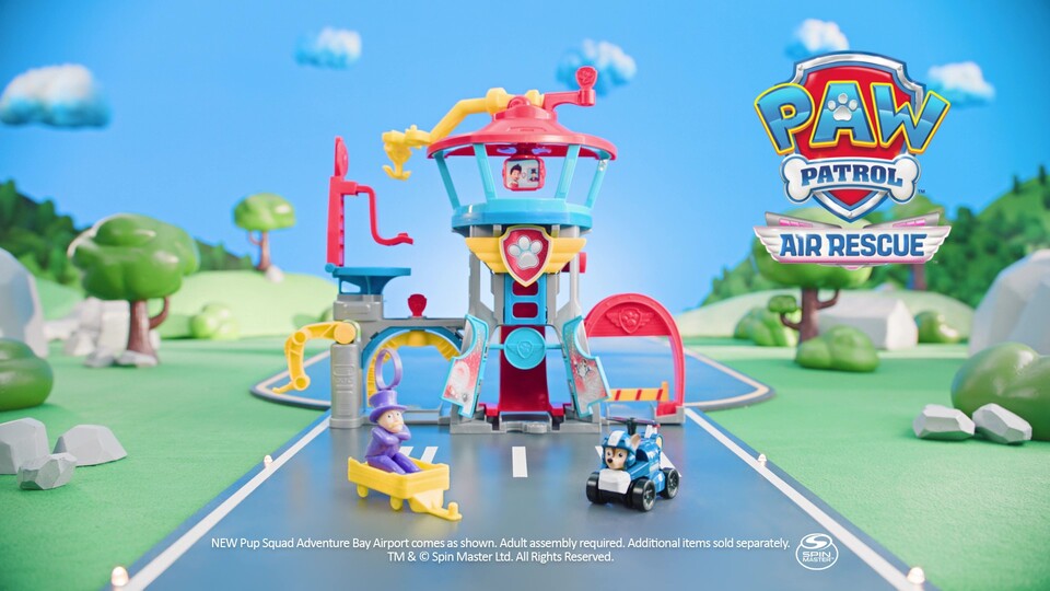thumbnail video image 2 of PAW Patrol: Air Rescue, Pup Squad Airport Playset with Chase Vehicle for Kids Ages 3+, 2 of 13