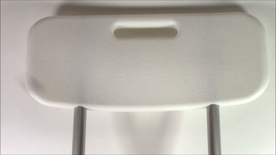 thumbnail video image 2 of Carex Bath and Shower Chair with Back, Adjustable Legs, Built-in Notch,  White, 300 lb Capacity, 2 of 10