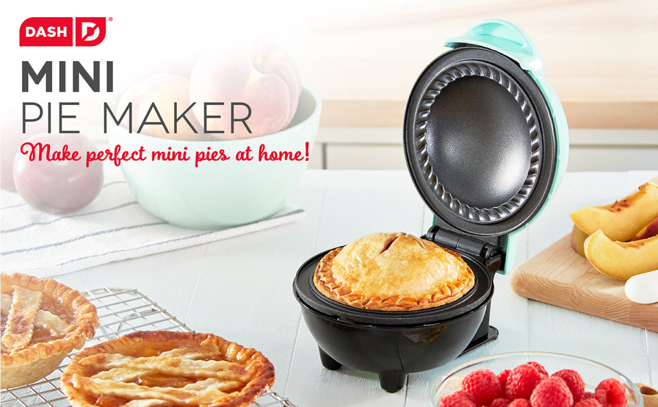 Dash Mini Pie Maker in Red Dual Non Stick Pie Plates w/ Dough Cutter  Included