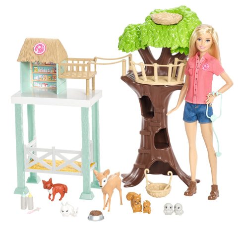 Barbie Pet Rescue Center Playset with Doll 8 Animals