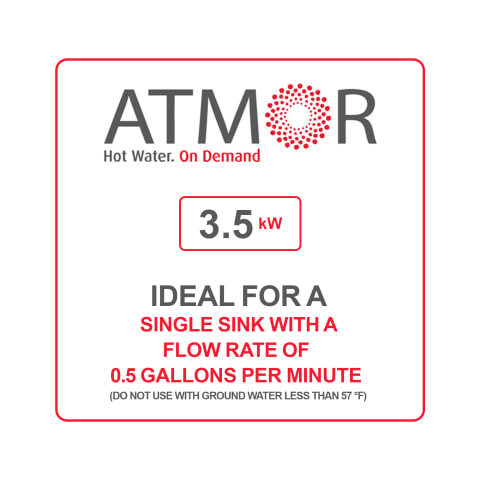 Atmor 18KW 3.73 GPM Residential Electric Tankless Water Heater Ideal for 1 Bedroom Home or Up to 3 Simultaneous Applications