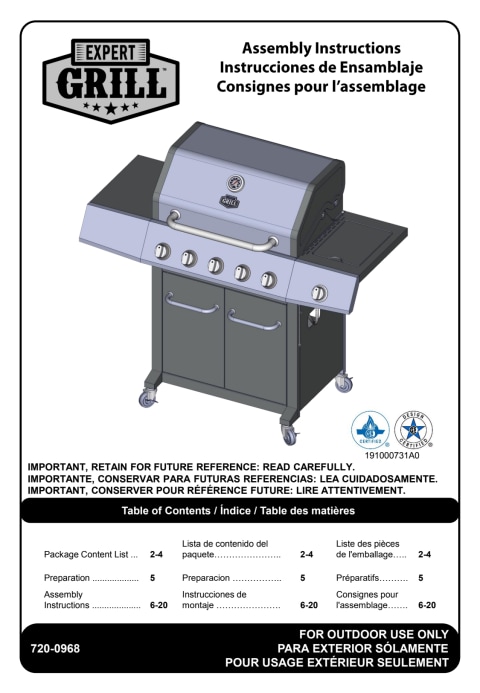 Expert Grill 3 Burner Gas Grill Manual