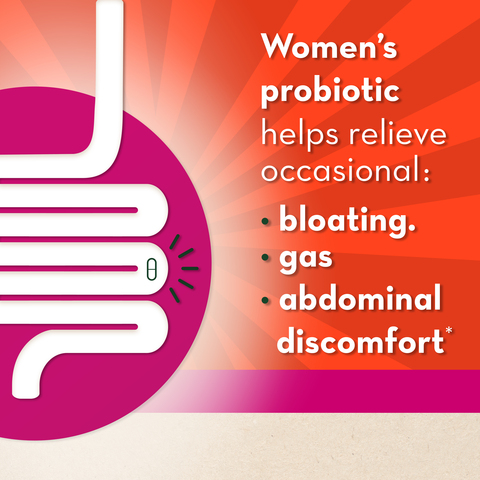 Women';s probiotic helps relieve occasional bloating, gas, abdominal discomfort