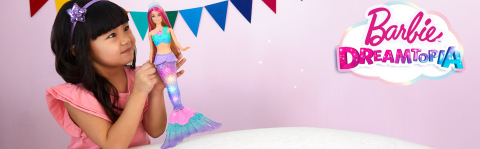 3 Leuchtfunktion, Malibu Barbie Meerjungfrau Zauberlicht mit bis Jahre 7