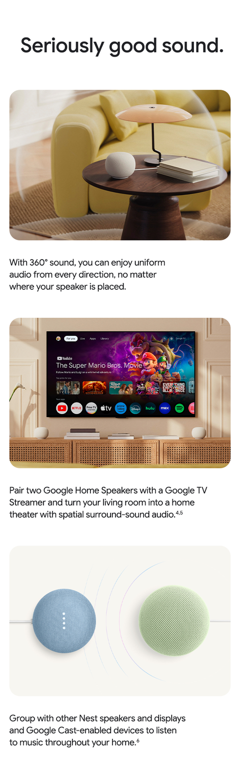 Google Home Speaker Smart Speaker with Gemini For Home Voice