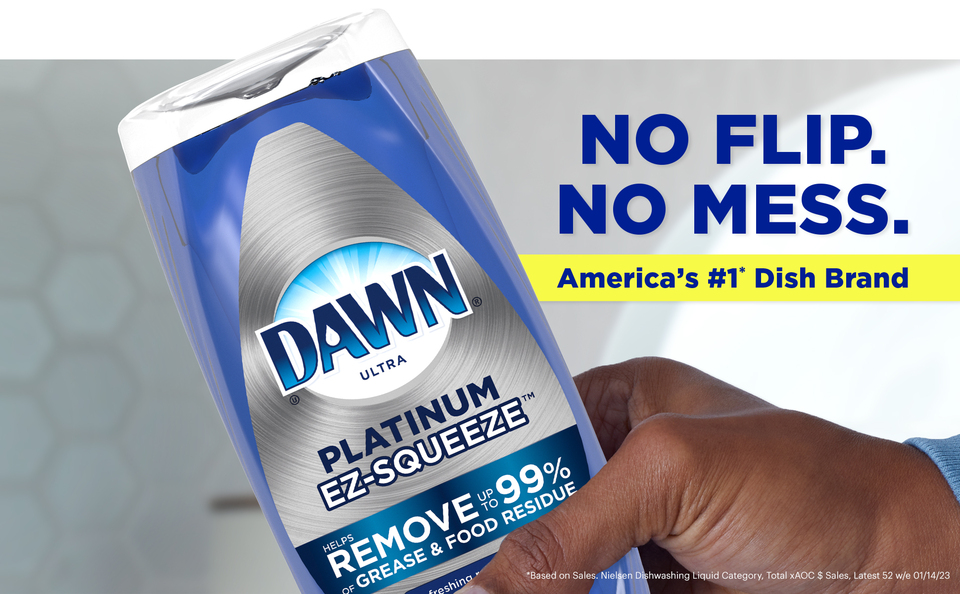 thumbnail video image 2 of Dawn Platinum EZ-Squeeze Dish Soap Liquid, Dishwashing Liquid, Grease Removal, Fresh Rain, 12.2oz, 2 of 13