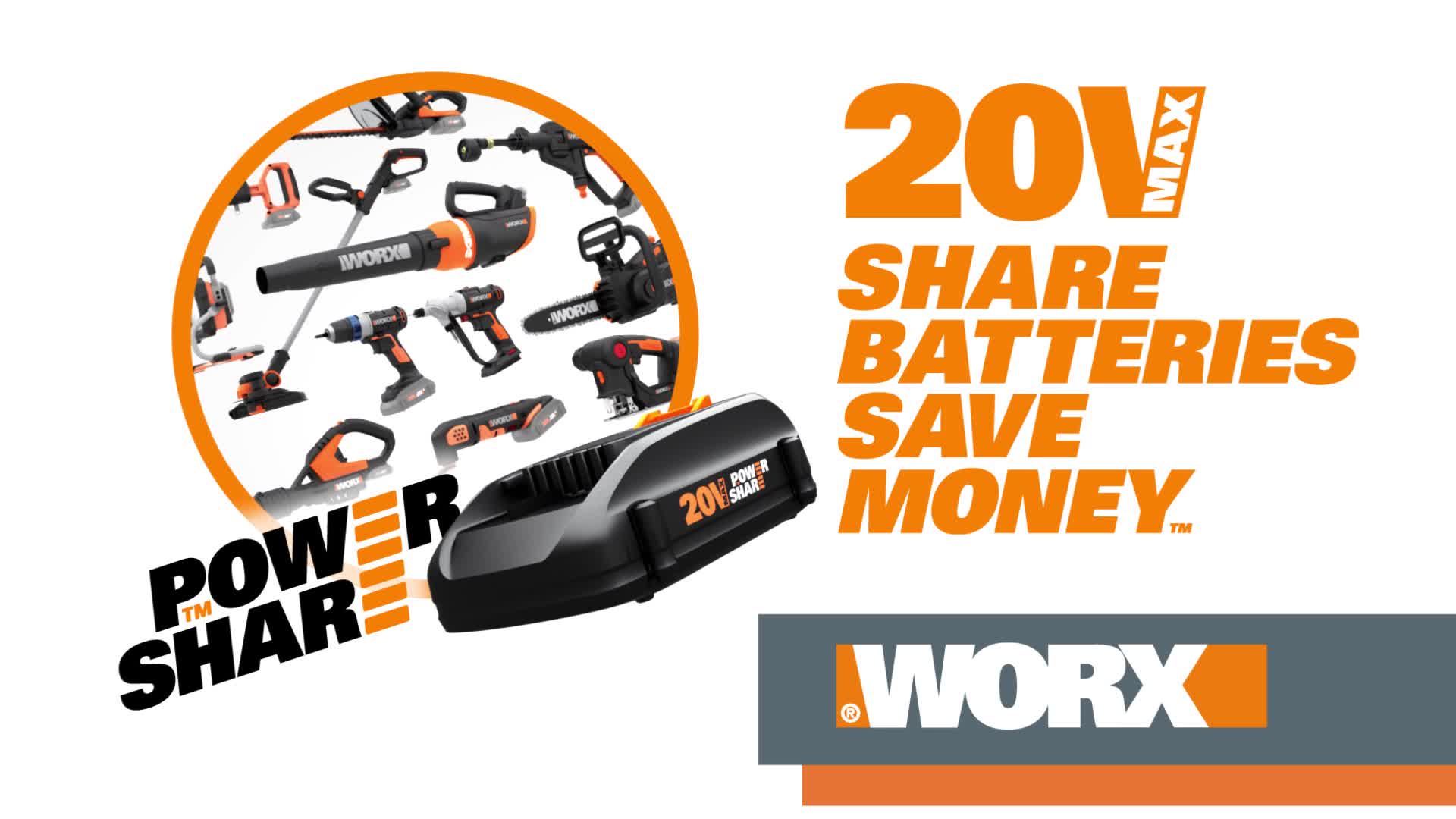 WORX Power Share Gt 20-volt Max 12-in Straight Cordless String 