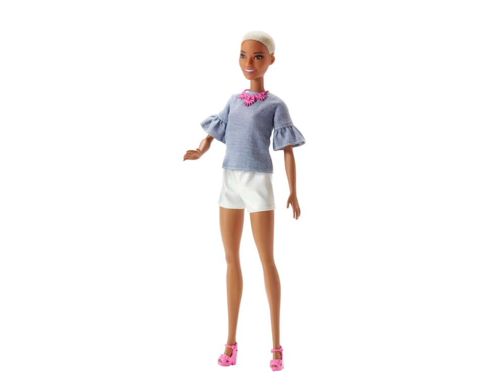 thumbnail video image 2 of Barbie Fashionistas Doll, Original Body Type Wearing Chic Chambray Top, 2 of 6