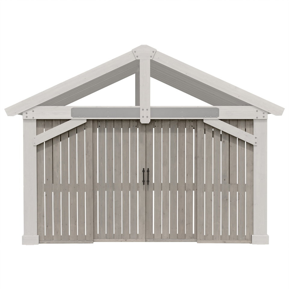 6 ft x 14 ft Timber Frame Pavilion Privacy Wall with Barn Doors