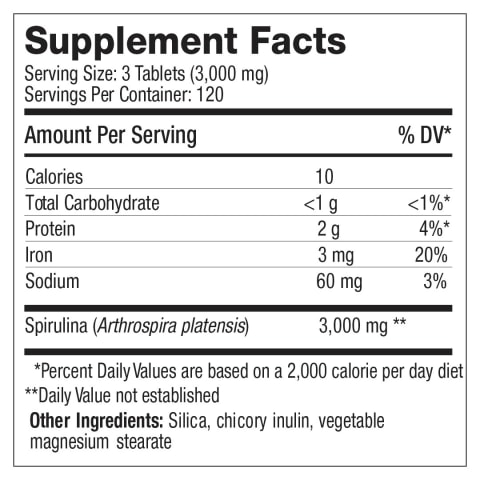 Supplement Facts: Servings Size: 3 Tablets Servings Per Container: 120
