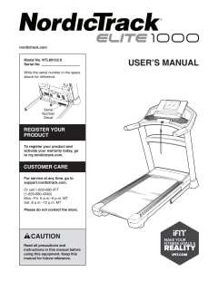 View NordicTrack Elite 1000 Treadmill PDF