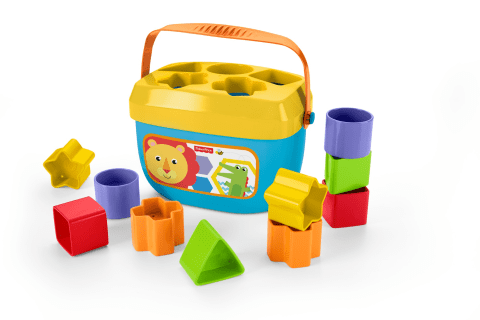 Fisher Price Baby s First Blocks 12 Piece Shape Sorter and Stacker Toy with Storage Bucket Walmart