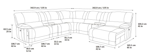 petaluma fabric power reclining sectional with chaise