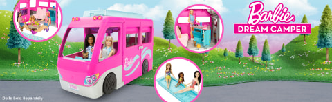 Barbie 3-en-1 dreamcamper pack avec piscine, camion, bateau et 60  accessoires, 1 ea