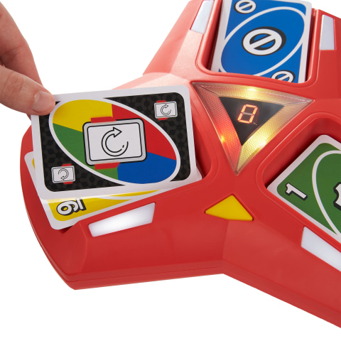 ​UNO Triple Play Card Game with Card-Holder Unit with Lights & Sounds