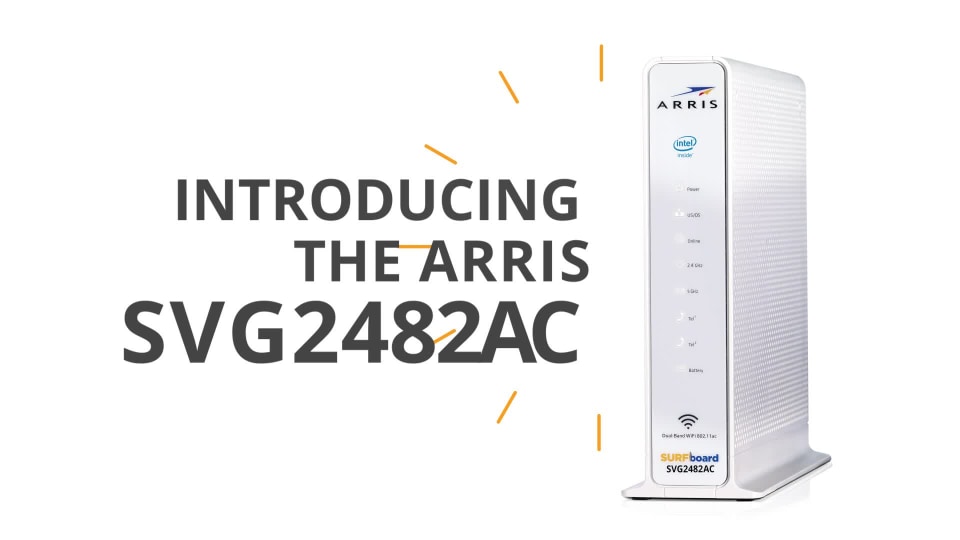 thumbnail video image 2 of ARRIS Surfboard (24x8) DOCSIS 3.0 Cable Modem / AC1750 Dual-Band Router / Xfinity Voice. Approved for Xfinity Comcast Only for Plans up to 600 Mbps. (SVG2482AC), Wireless Technology - New Condition, 2 of 6