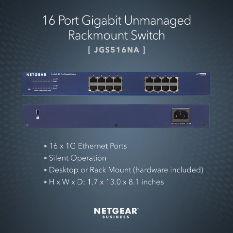 NETGEAR JGS516 16 PORT GIGABIT ETHERNET SWITCH - JGS516NA