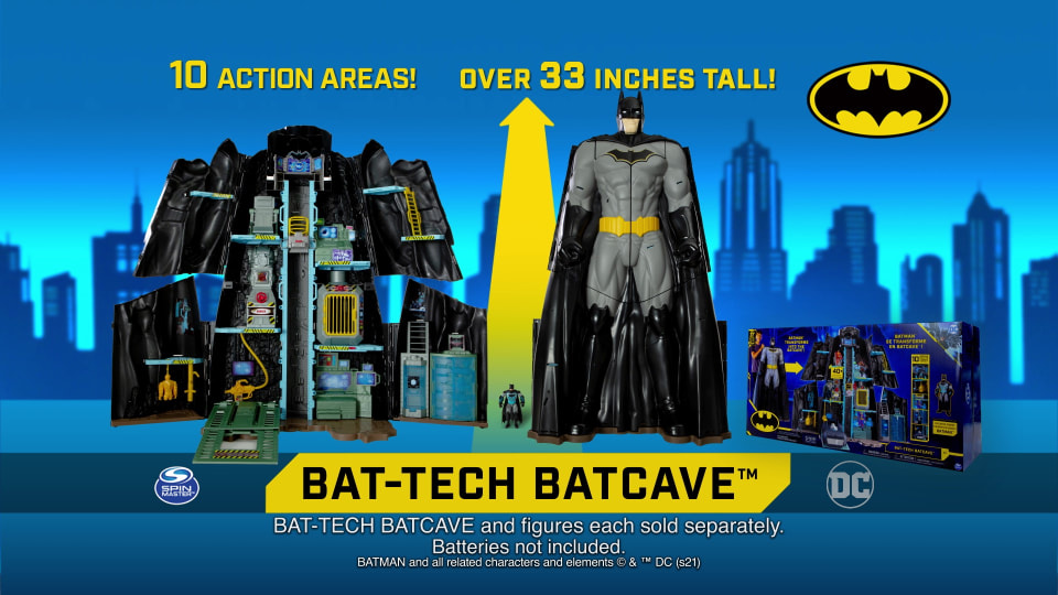 thumbnail video image 2 of Batman, Bat-Tech Batcave, Giant Transforming Playset, 2 of 10