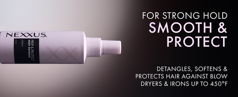 Our spray bottle under a spotlight next to text highlighting product benefits.