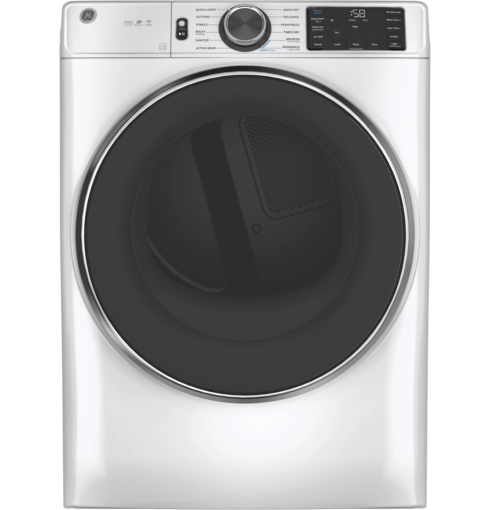 GE® 7.8 Cu. Ft. White Smart Front Load Electric Dryer