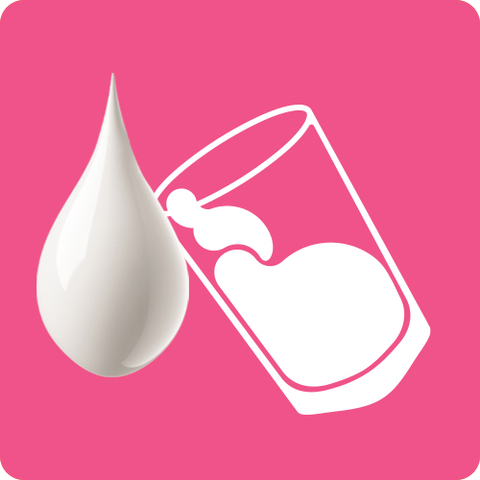 Drop of milk and illustration of a glass of milk