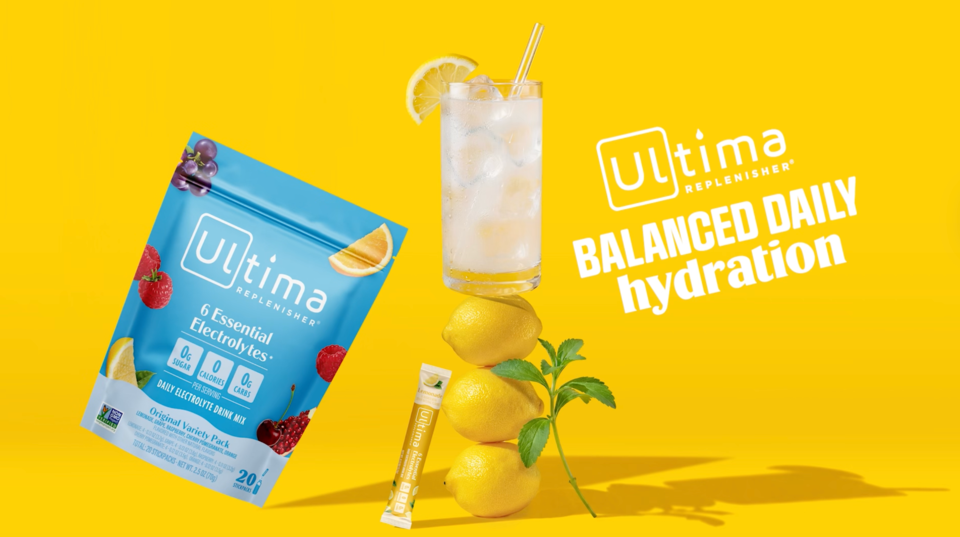 thumbnail video image 2 of Ultima Replenisher, Electrolyte Drink Mix Packets, Sugar Free Daily Hydration Powder, Lemonade, 8 Count Stickpacks, 2 of 11
