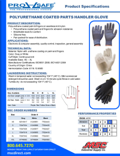 General Purpose Work Gloves: X-Small, Polyurethane Coated, Nylon 27111