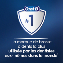 Logo Oral-B et texte &#224; propos du succ&#232;s de la marque la + utilis&#233;e par les dentistes dans le monde.