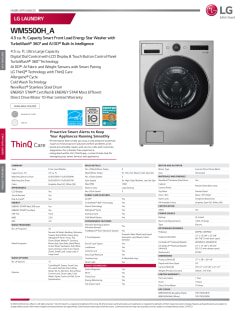 LG WM5500HVA 27 Inch Smart Front Load Washer with 4.5 cu. ft. Capacity, ,  Digital Dial Control, LCD Display, AI DD®, Allergiene® Cycle,LG ThinQ®,  NeveRust® Drum, and ENERGY STAR Certified: Graphite Steel