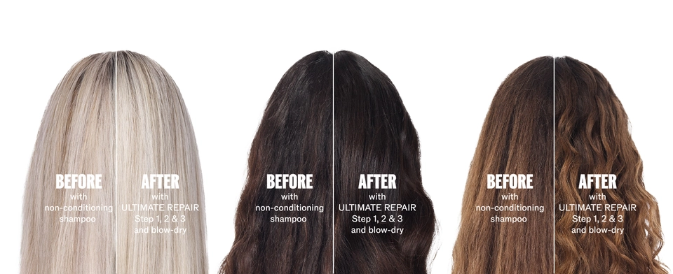 Ultimate Repair before and after using miracle hair rescue