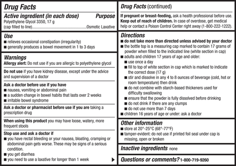 Drug Facts Labeling chart