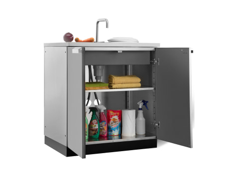 1x Classic Outdoor Kitchen Cabinets Stainless Steel 32 in. Sink Cabinet