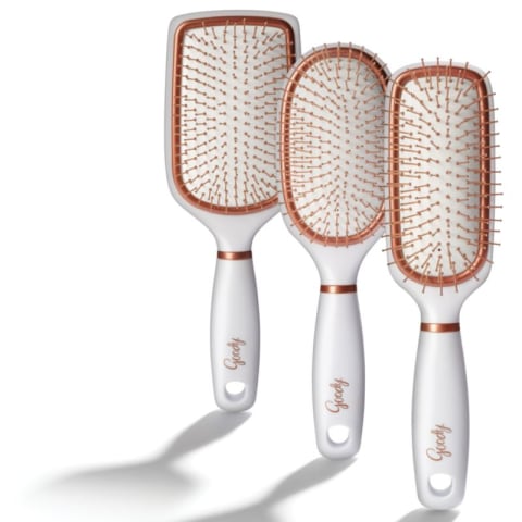 Goody Clean Radiance hairbrush with copper bristles. It sounds gimmicky,  but it really makes my hair look nice!