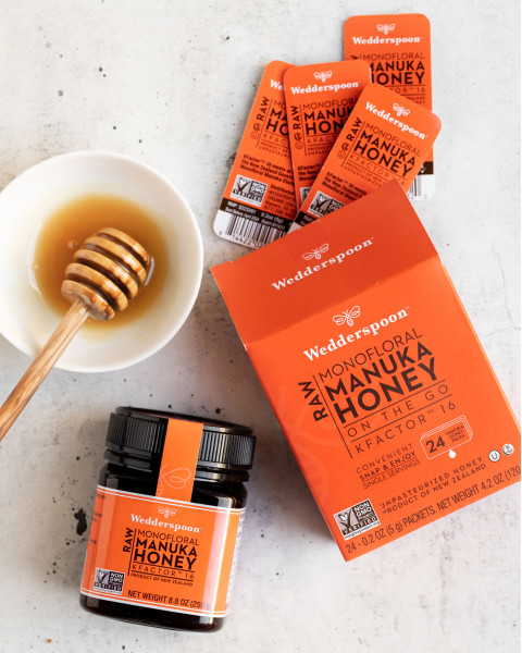 Wedderspoon Raw Monofloral Manuka Honey KFactor 16 On The Go Packets