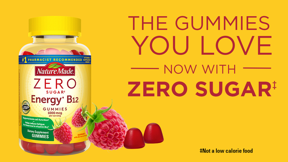 thumbnail video image 2 of Nature Made Zero Sugar Energy Vitamin B12 Gummies, Sugar Free Gummies, 120 Count, 2 of 11