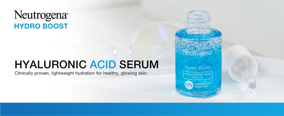 Neutrogena Hydro Boost Hyaluronic Acid Face Serum, lightweight hydration for healthy, glowing skin
