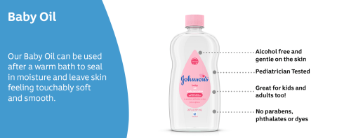  Johnson's Baby Baby Oil, Pure Mineral Oil to Prevent Moisture  Loss, Hypoallergenic, Original 3 fl. oz : Baby