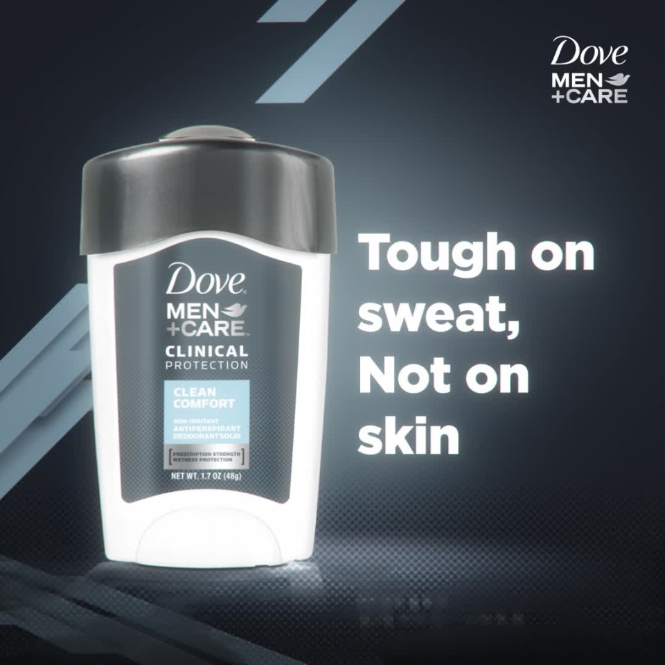 thumbnail video image 7 of Dove Men + Care Clinical Protection Antiperspirant Deodorant Solid Clean Comfort 1.70 oz, 7 of 7