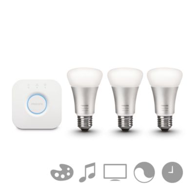 Philips Hue Smart 60W A19 LED Bulb - White and Color Ambiance  Color-Changing Light - 3 Pack - 800LM - E26 - Indoor - Control with Hue App  - Works with