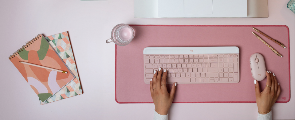 Logitech MK470 Slim Wireless Keyboard and Mouse Combo, Rose (920
