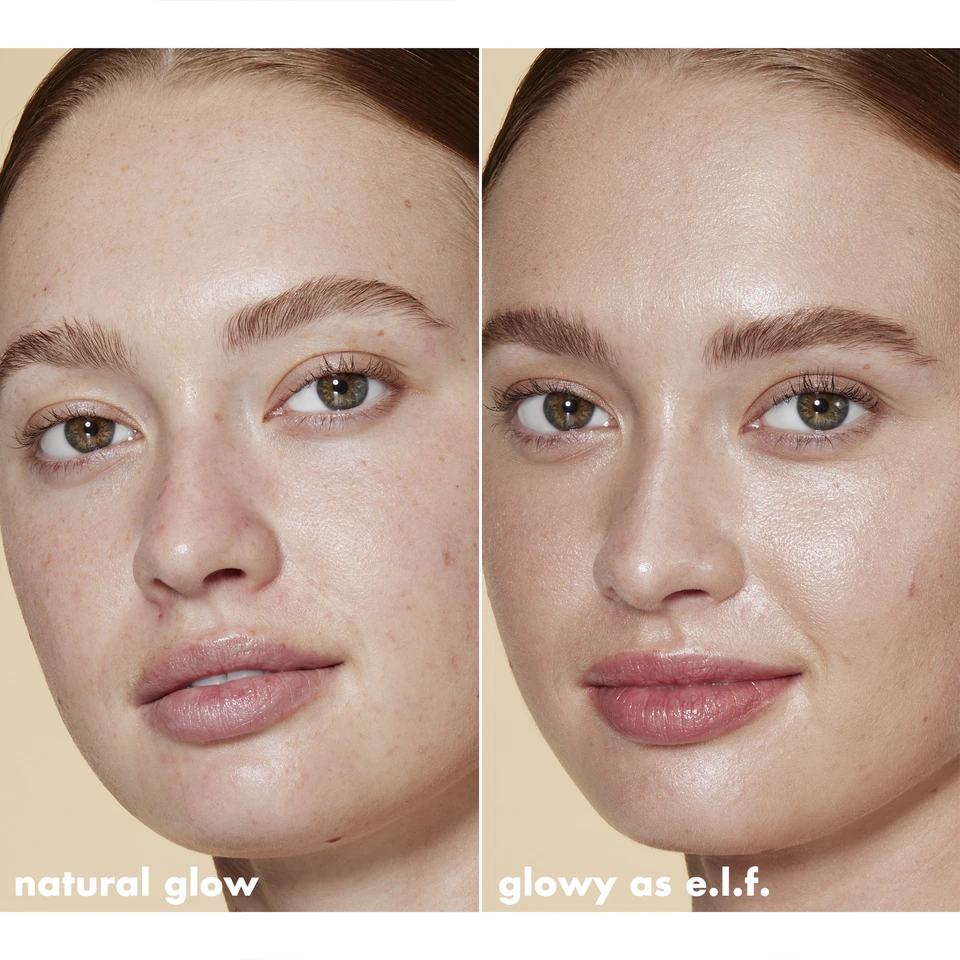 Model before and after using Halo Glow Liquid Filter