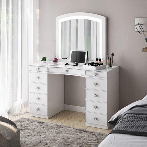 Tresanti Heidi Vanity Table with LED Lighted Mirror