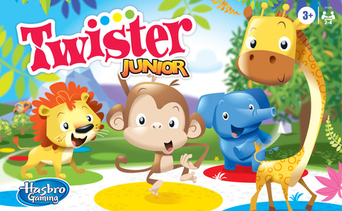 Twister Junior Game, Animal Adventure 2-Sided Mat, Game for 2-4